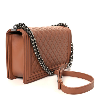 Chanel Calfskin Quilted New Medium Boy Flap Dark Beige 3 of 11