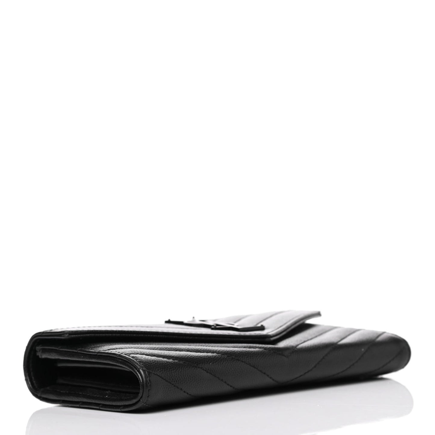 Grain De Poudre Matelasse Chevron Monogram Flap Wallet Black