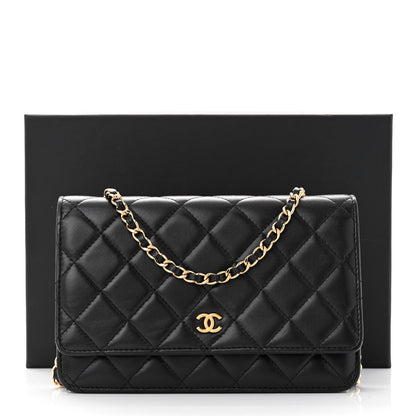 Chanel Lambskin Quilted Wallet On Chain WOC Black 13 of 13