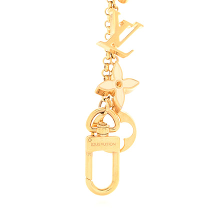 Louis Vuitton Brass Enamel Fleur De Monogram Bag Charm Chain Gold 5 of 5