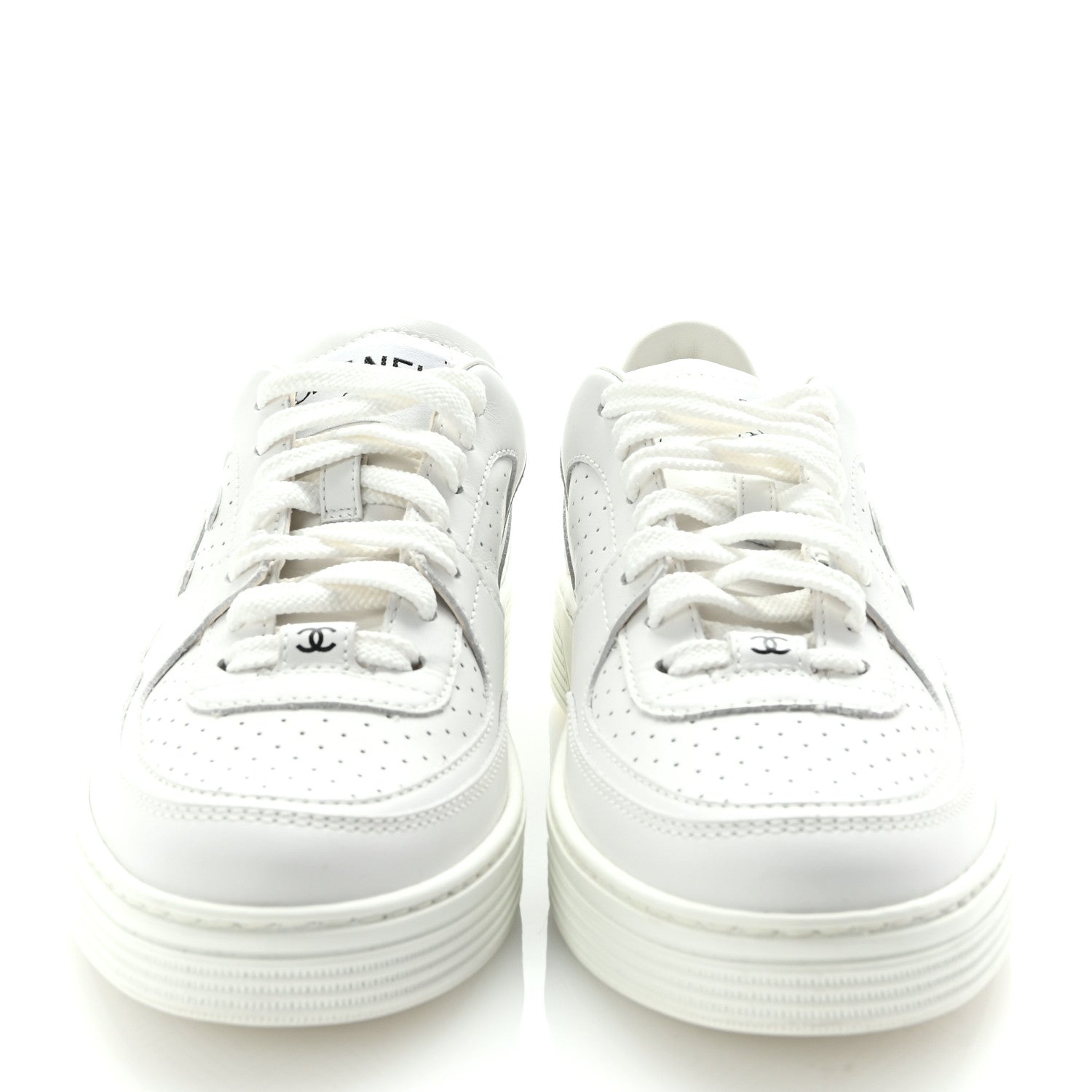 Chanel Calfskin CC Womens Sneakers 36.5 White 3 of 9