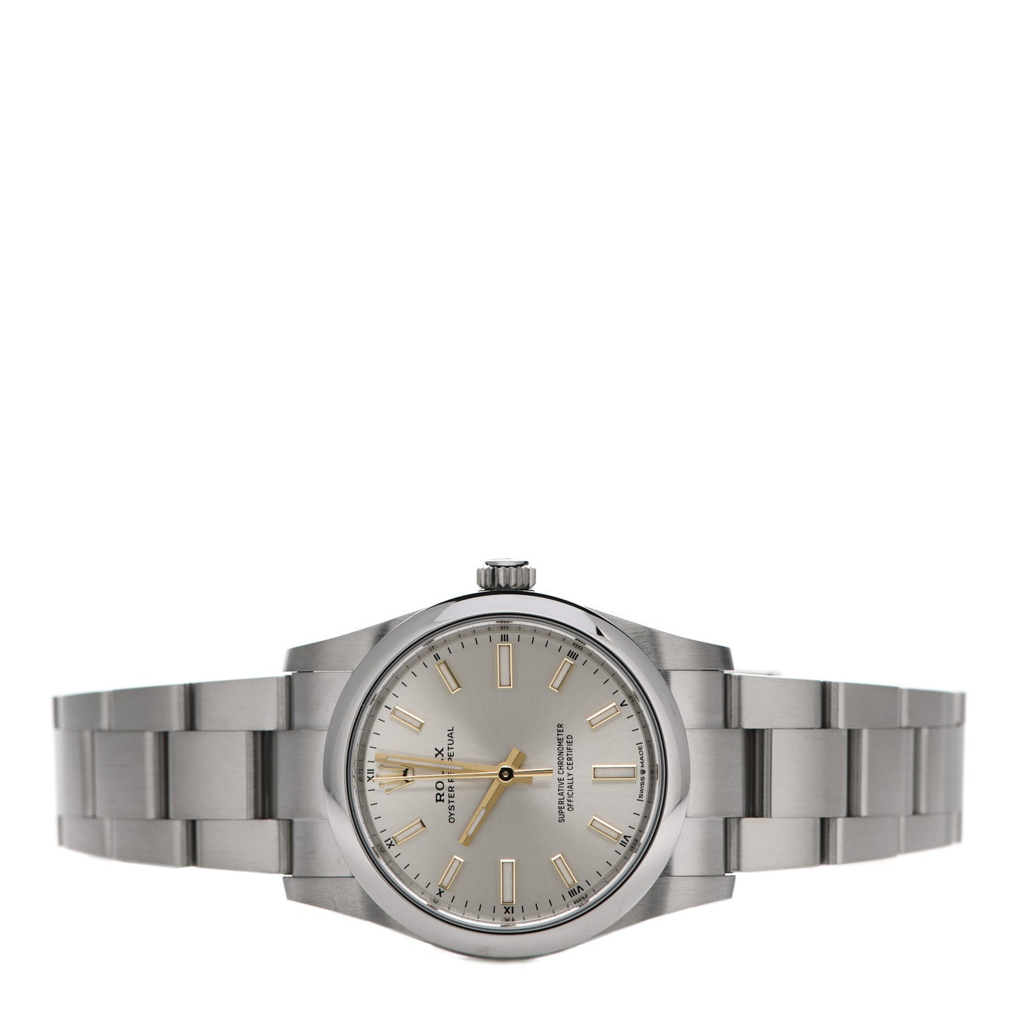 Stainless Steel 34mm Oyster Perpetual Watch Silver 124200