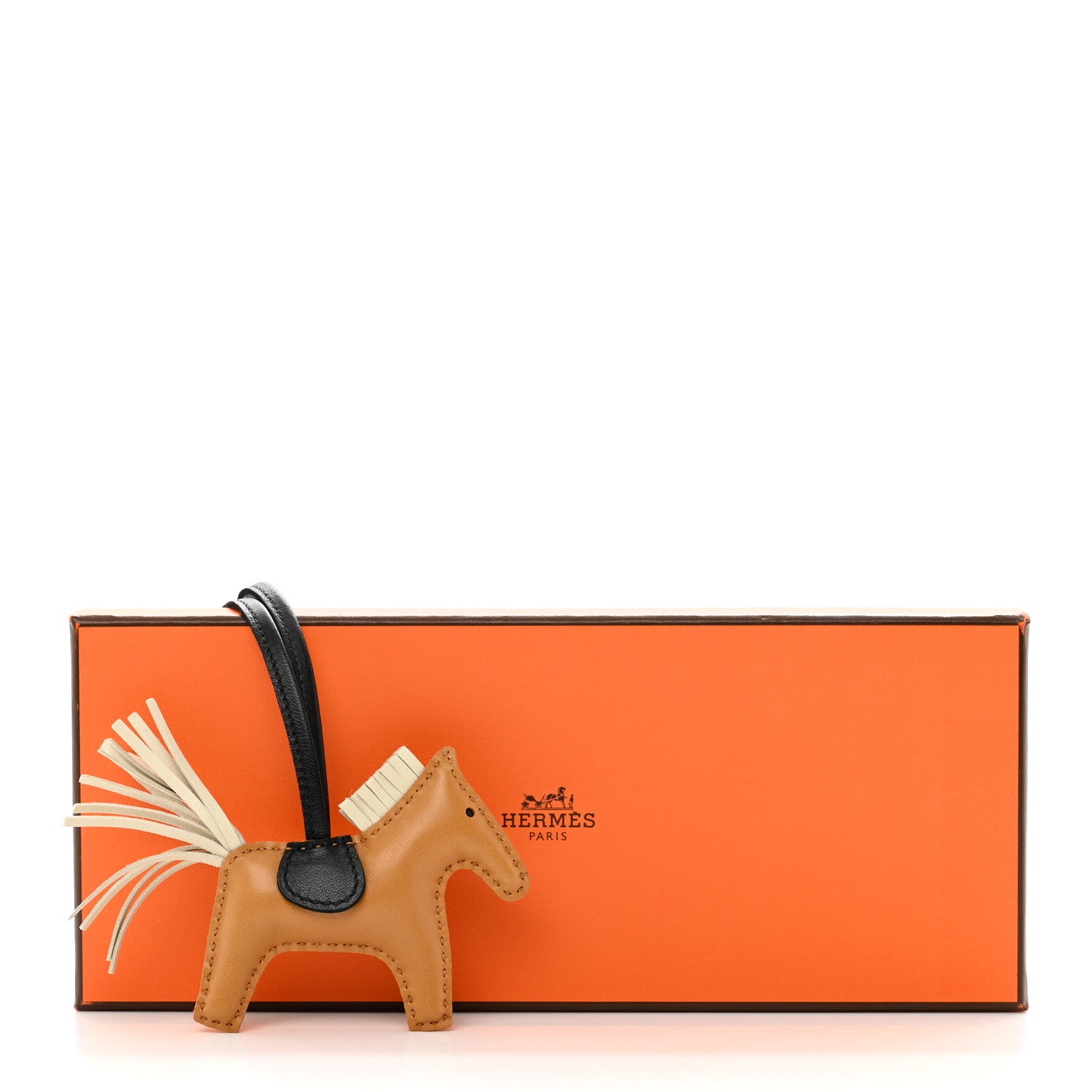 Hermes Milo Lambskin Grigri Rodeo Bag Charm PM Sesame Craie Black 6 of 6