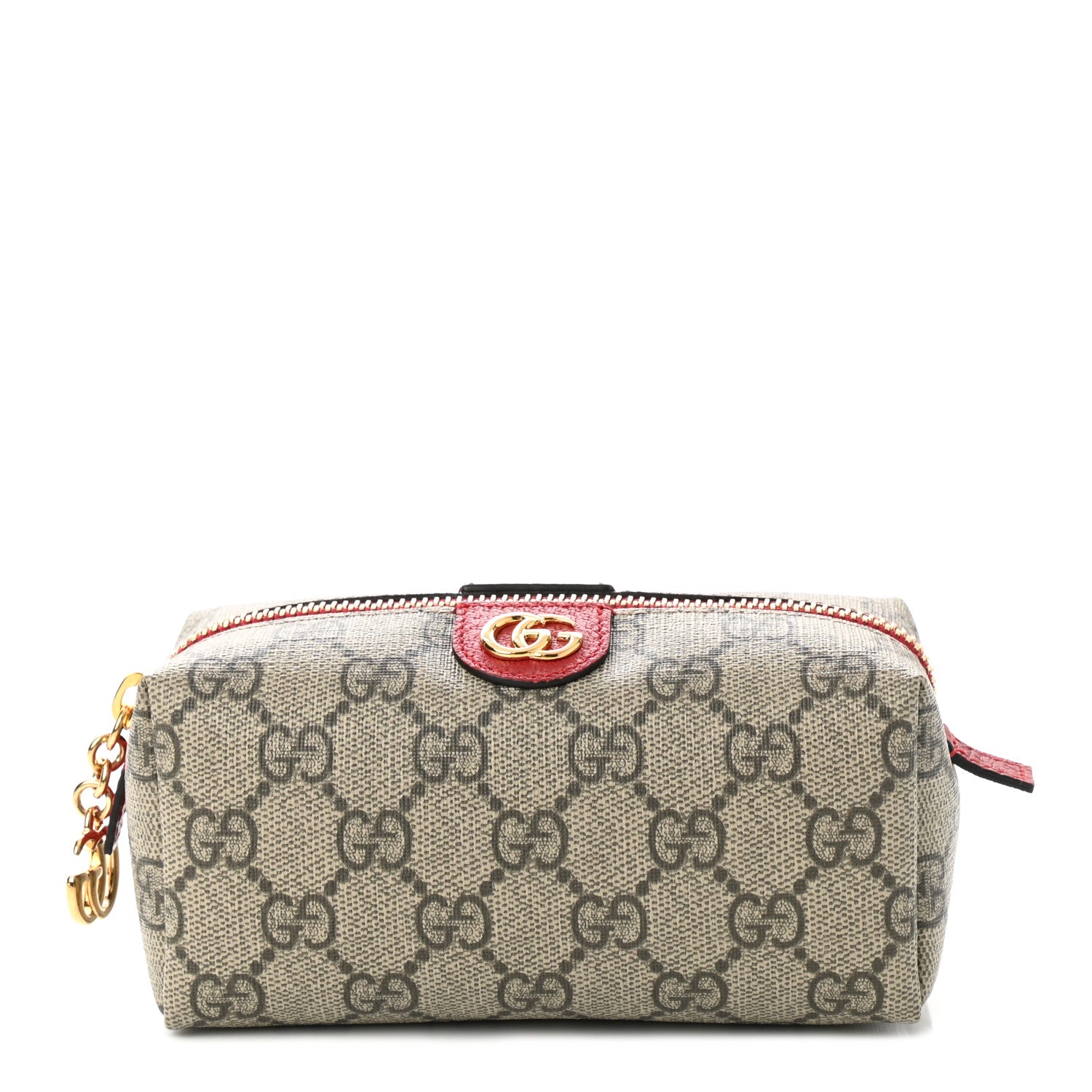 Gucci Soft GG Supreme Monogram Calfskin Small Ophidia Cosmetic Case Beige Ebony Hibiscus Red 1 of 7