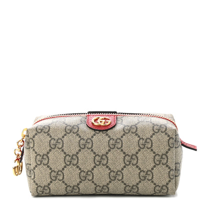 Gucci Soft GG Supreme Monogram Calfskin Small Ophidia Cosmetic Case Beige Ebony Hibiscus Red 1 of 7