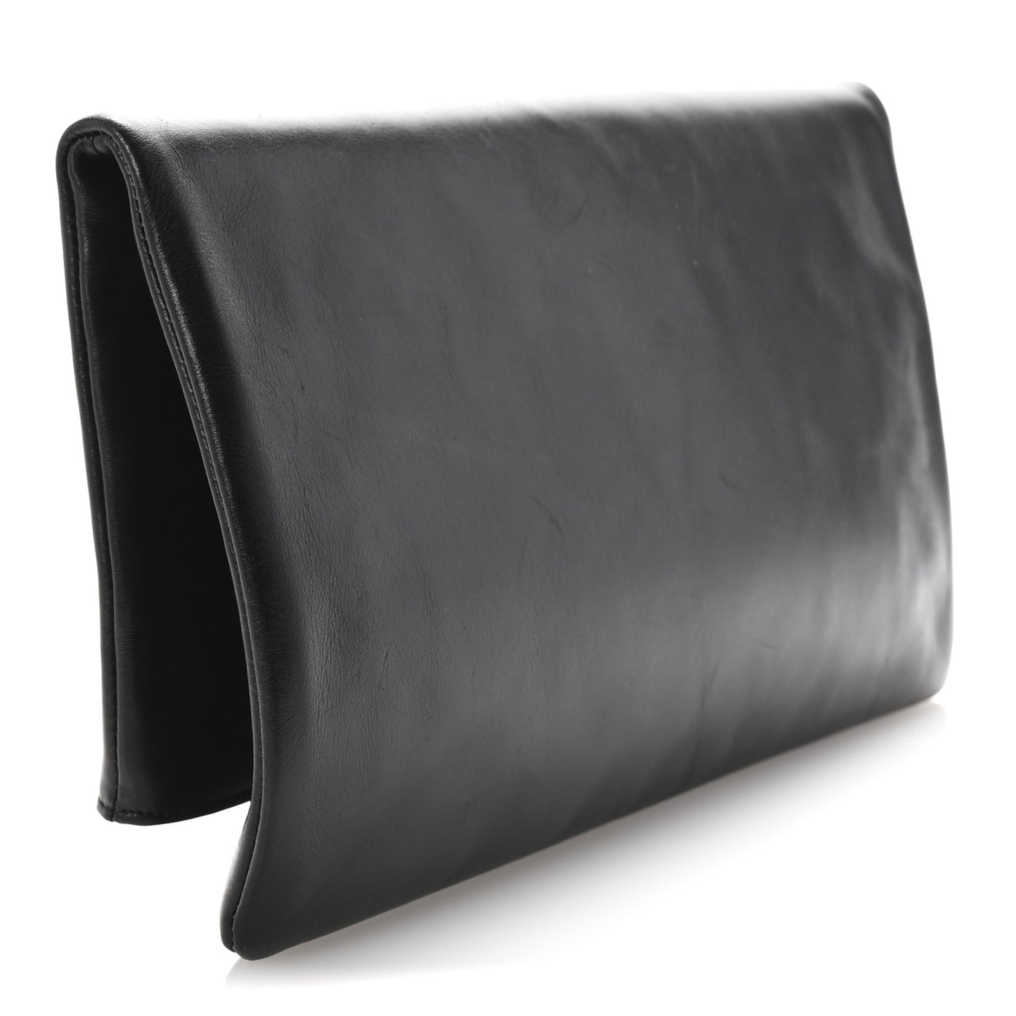 Smooth Calfskin Letters Fold-Over Clutch Black