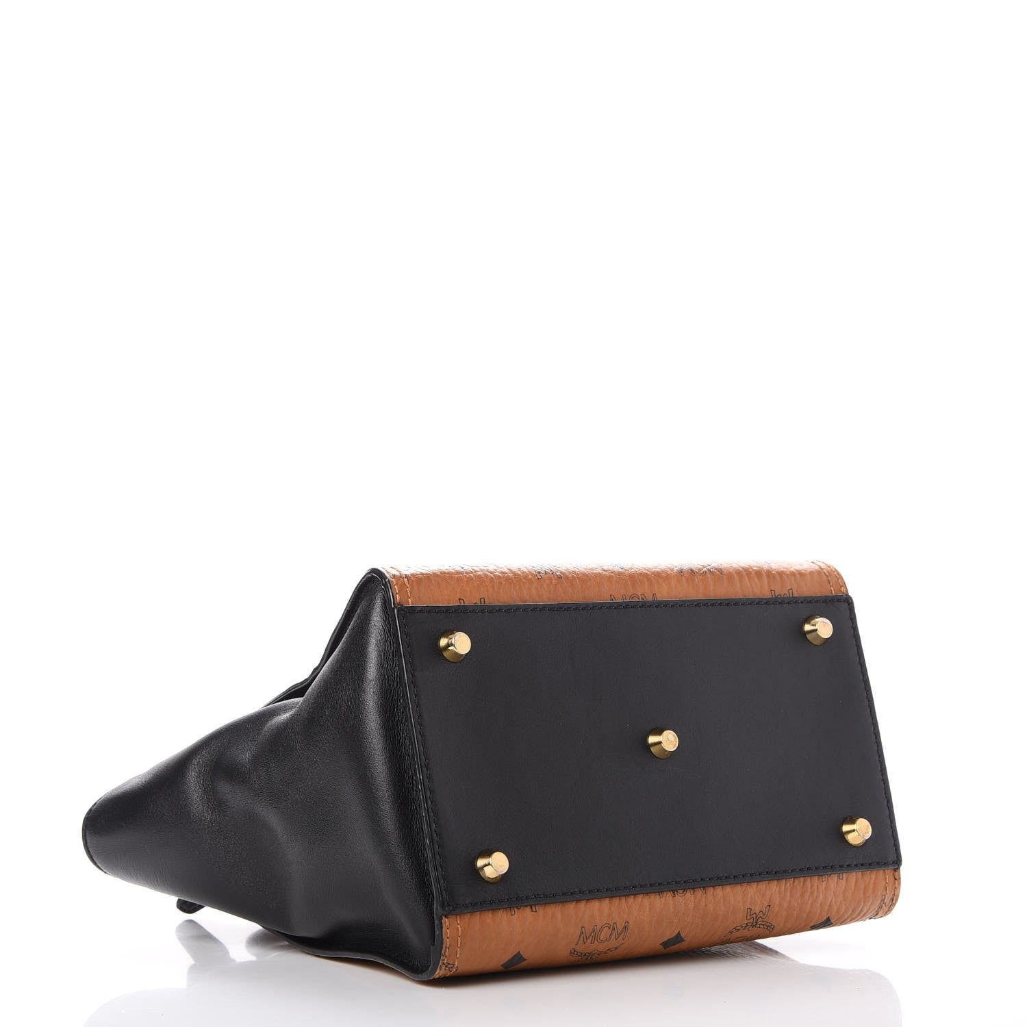 MCM Visetos Small Kathy Double Zip Tote Cognac Black 5 of 19