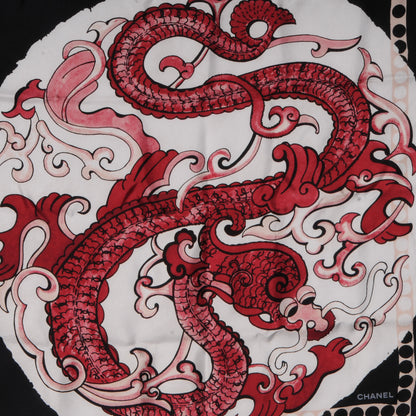 Chanel Silk Dragon CC Scarf Black 1 of 5