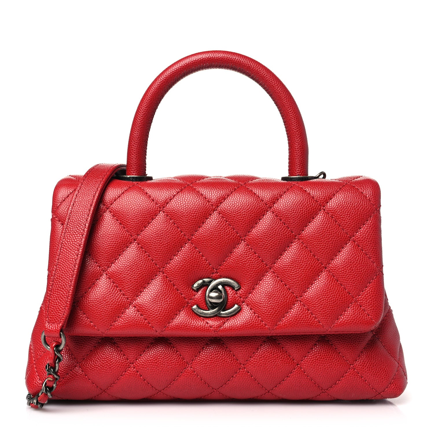 Chanel Caviar Quilted Mini Coco Handle Flap Red 1 of 10