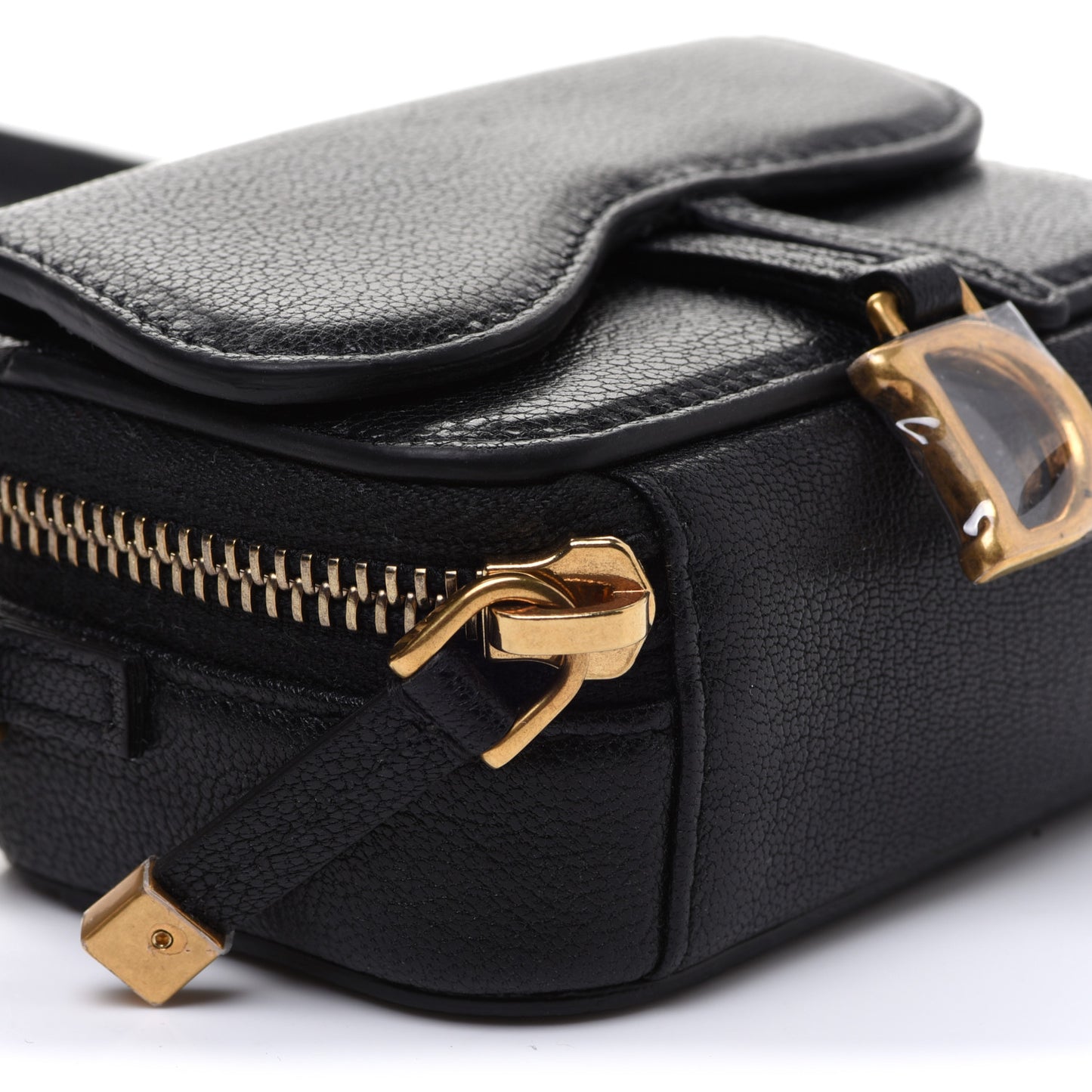 Goatskin Mini Saddle Pouch Black