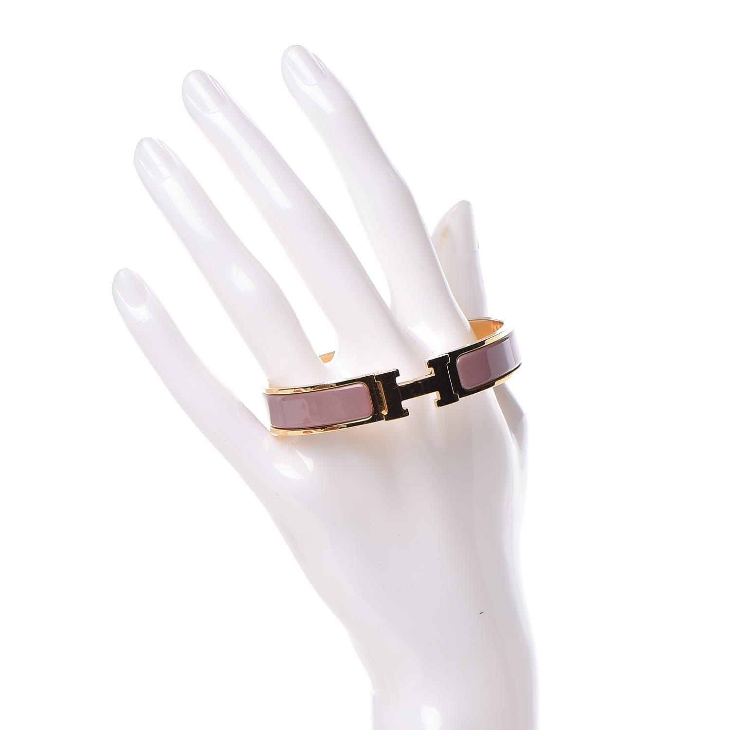 Hermes Enamel Narrow Clic Clac H Bracelet GM Bois De Rose 2 of 5