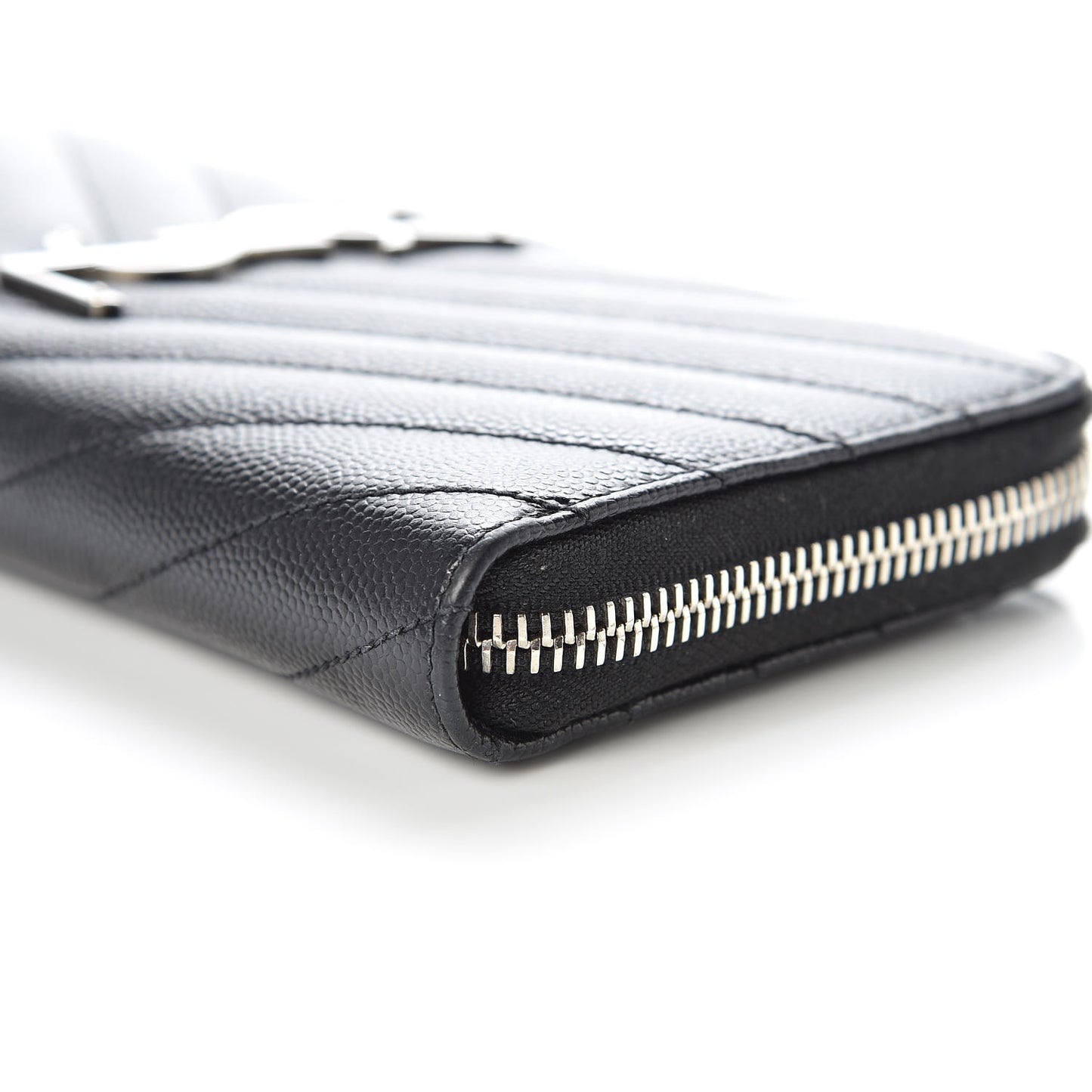 Grain De Poudre Matelasse Chevron Monogram Zip Around Wallet Black
