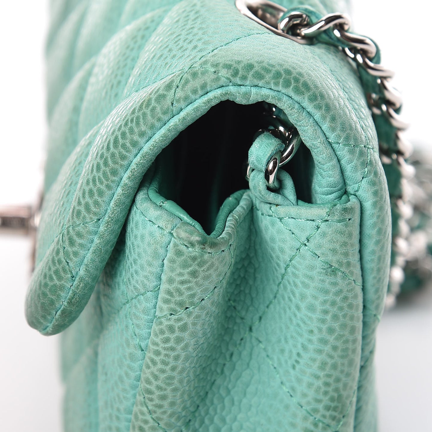 Caviar Quilted Extra Mini Flap Green