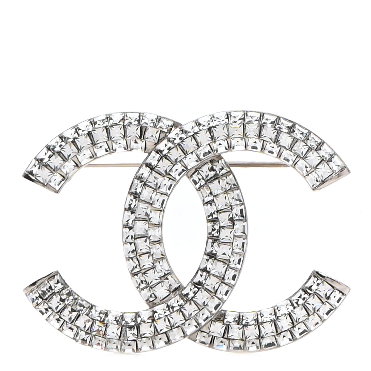 Baguette Crystal CC Brooch Silver