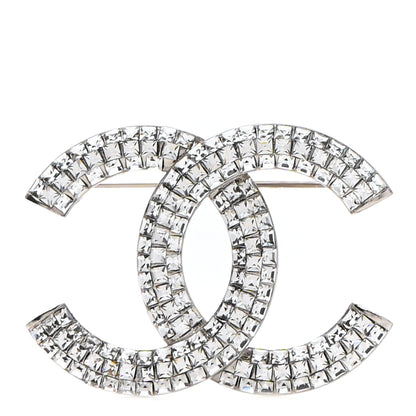 Chanel Baguette Crystal CC Brooch Silver 1 of 5