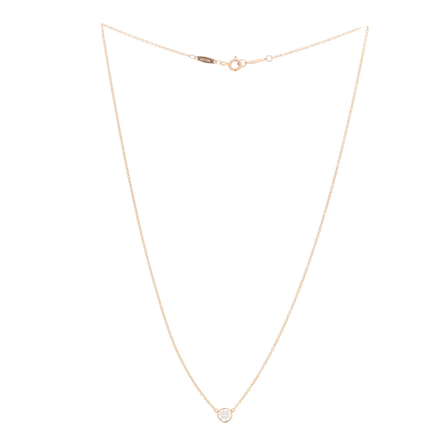 18K Rose Gold Diamond .33ct Elsa Peretti Diamonds by the Yard Pendant Necklace