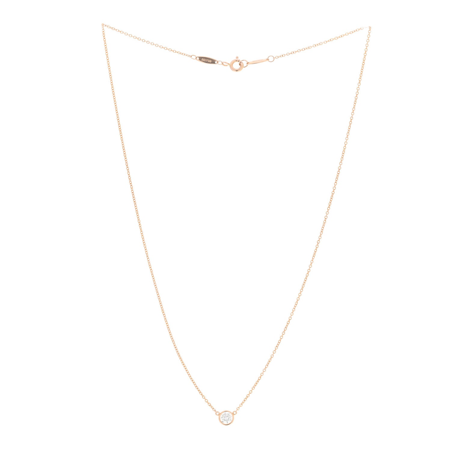 Tiffany 18K Rose Gold Diamond .33ct Elsa Peretti Diamonds by the Yard Pendant Necklace 3 of 5