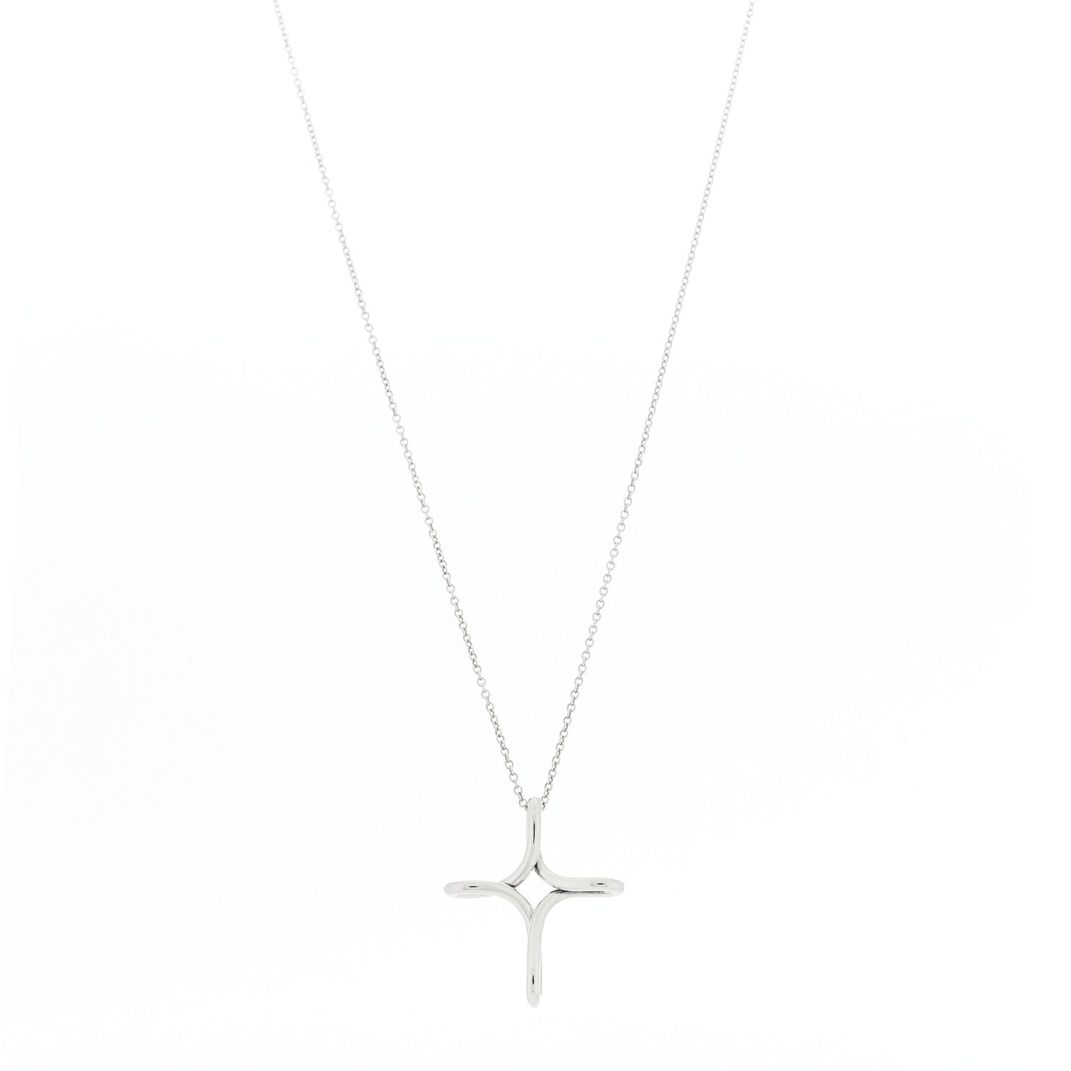 Tiffany Sterling Silver Elsa Peretti Infinity Cross Pendant Necklace 1 of 7