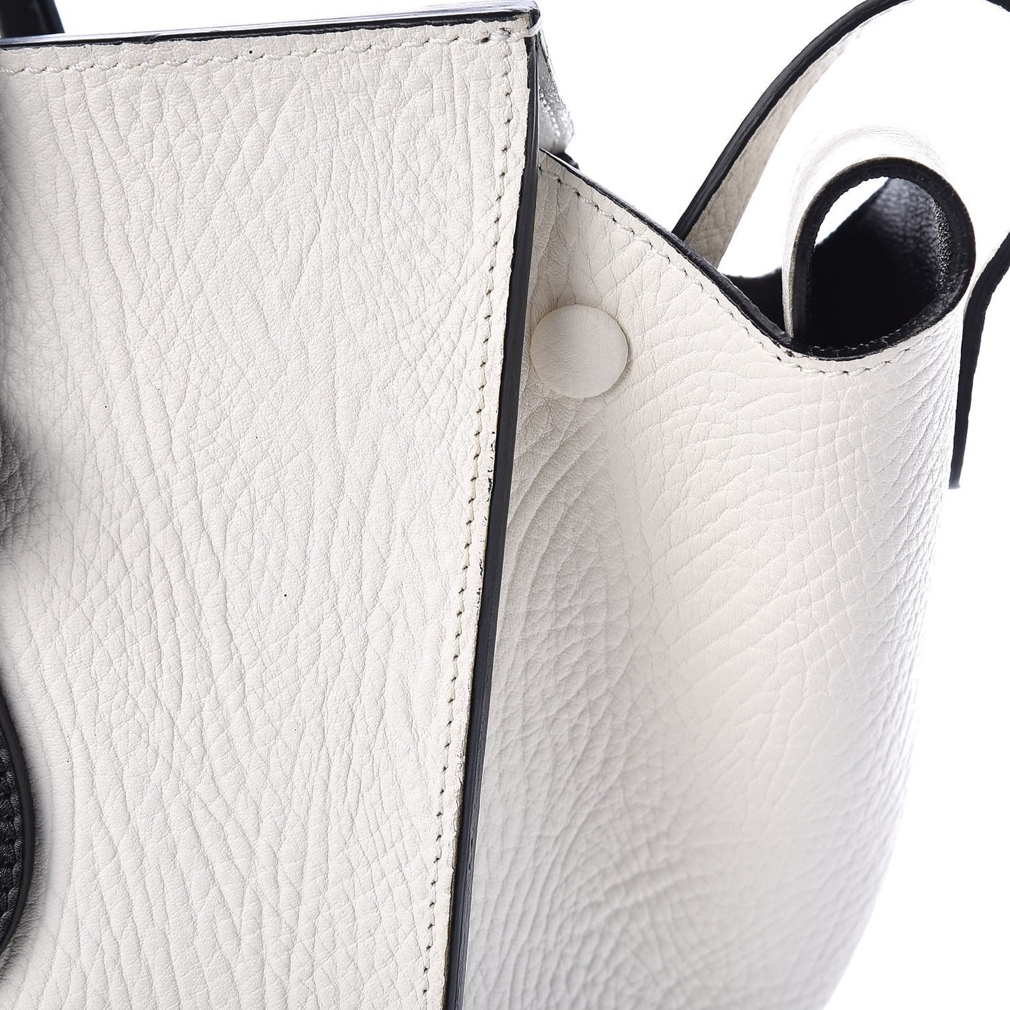 Elephant Calfskin Mini Bi-Color Tie Knot Tote White Black