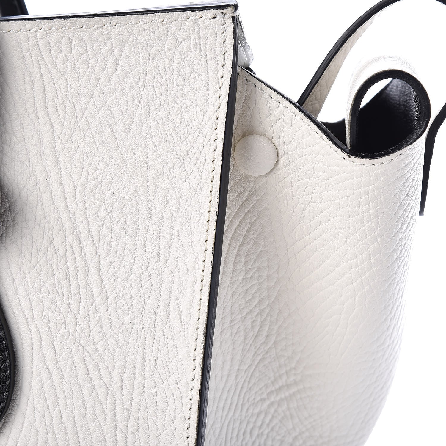 Celine Elephant Calfskin Mini Bi-Color Tie Knot Tote White Black 10 of 16