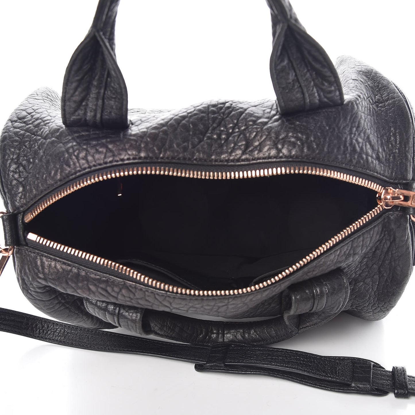 Pebbled Lambskin Rocco Black Rose Gold Hardware