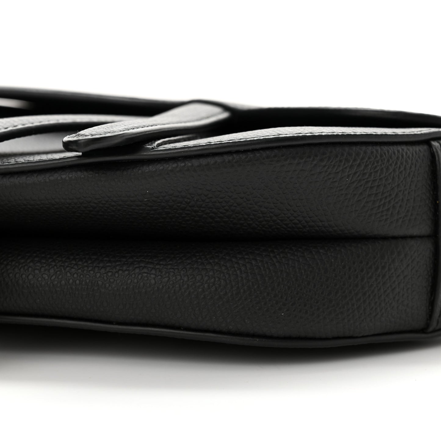 Grained Calfskin Mini Saddle Bag Black