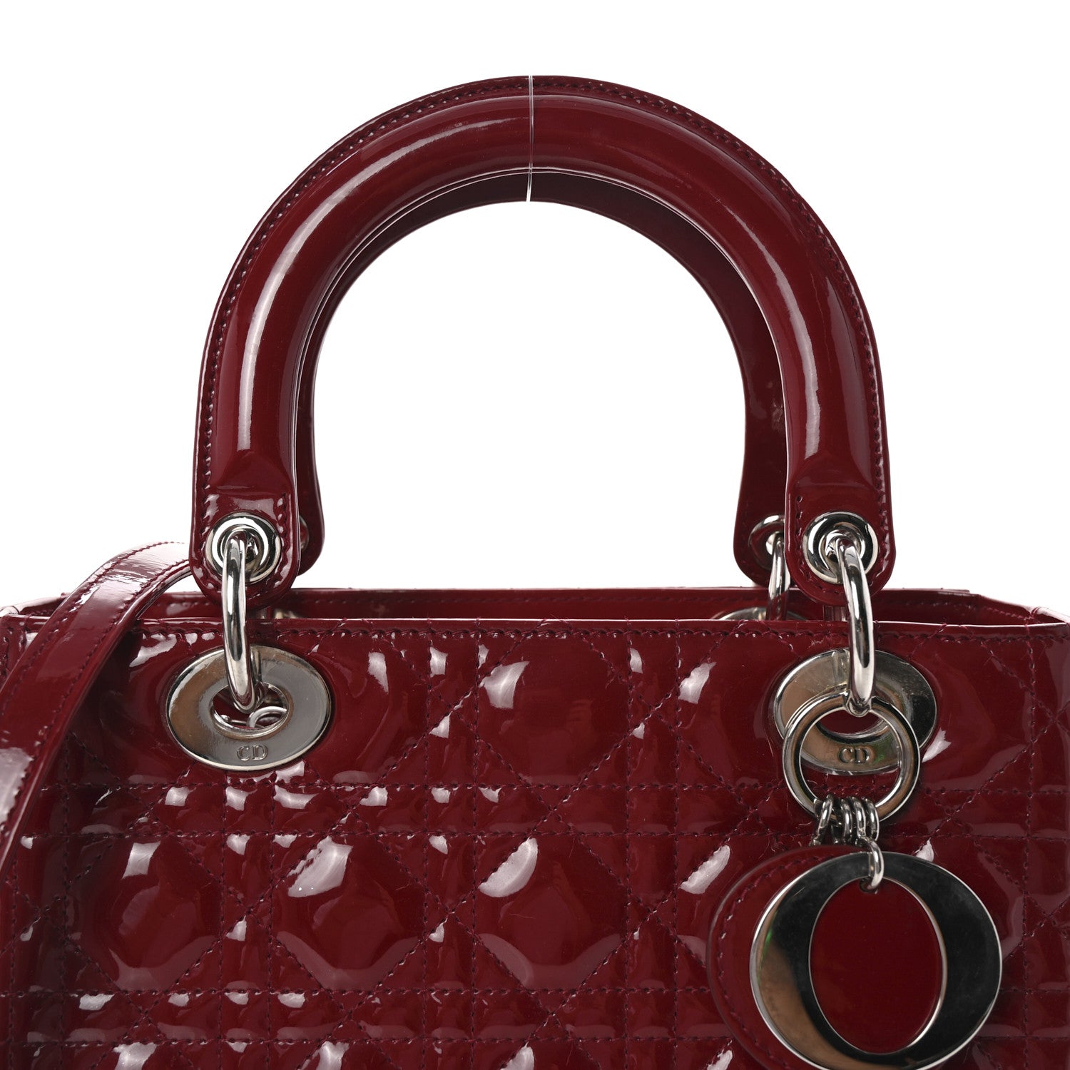 Christian Dior Patent Cannage Medium Lady Dior Burgundy Red 7 of 9