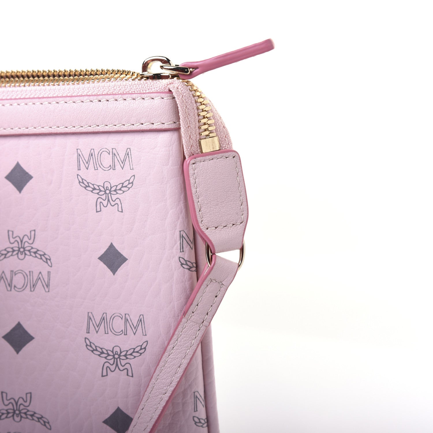 MCM Visetos Liz Shopper Tote Pouch Light Pink 10 of 10
