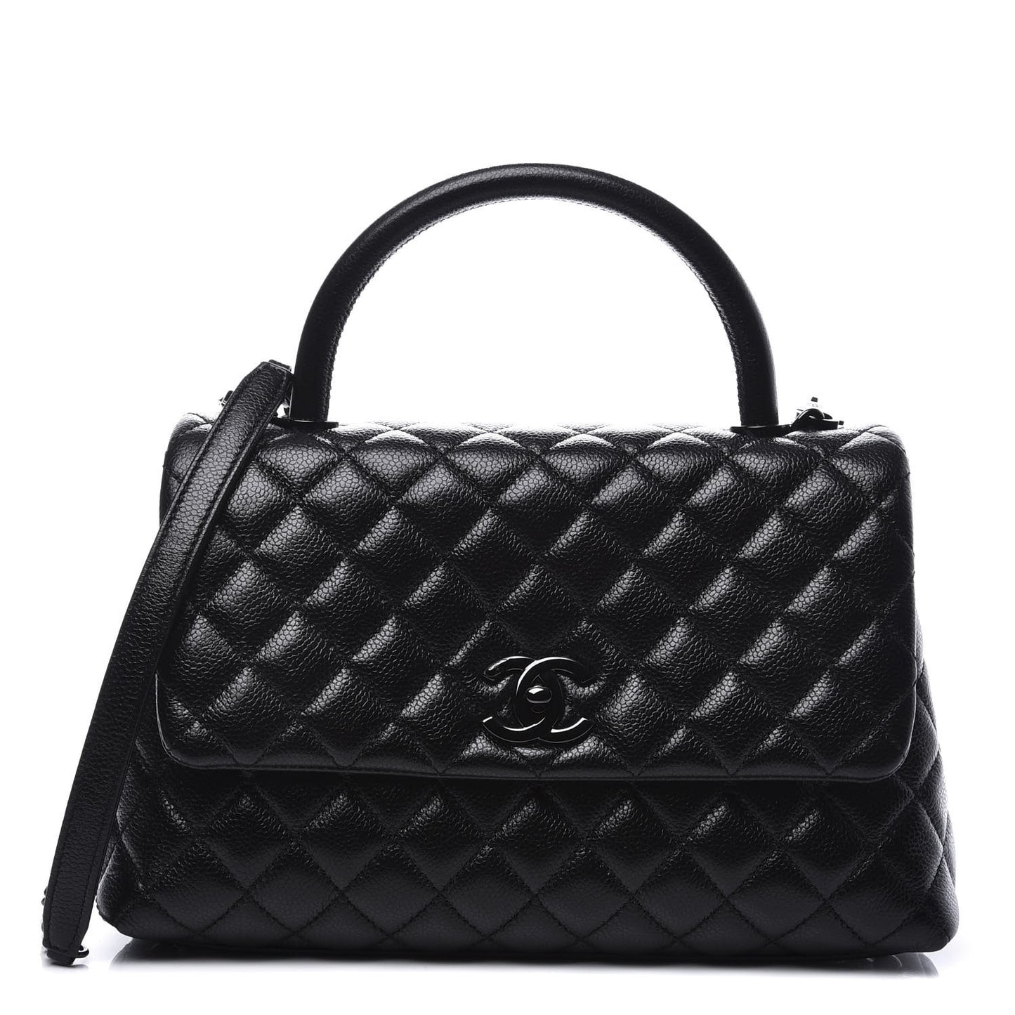 Caviar Quilted Small Coco Handle Flap So Black