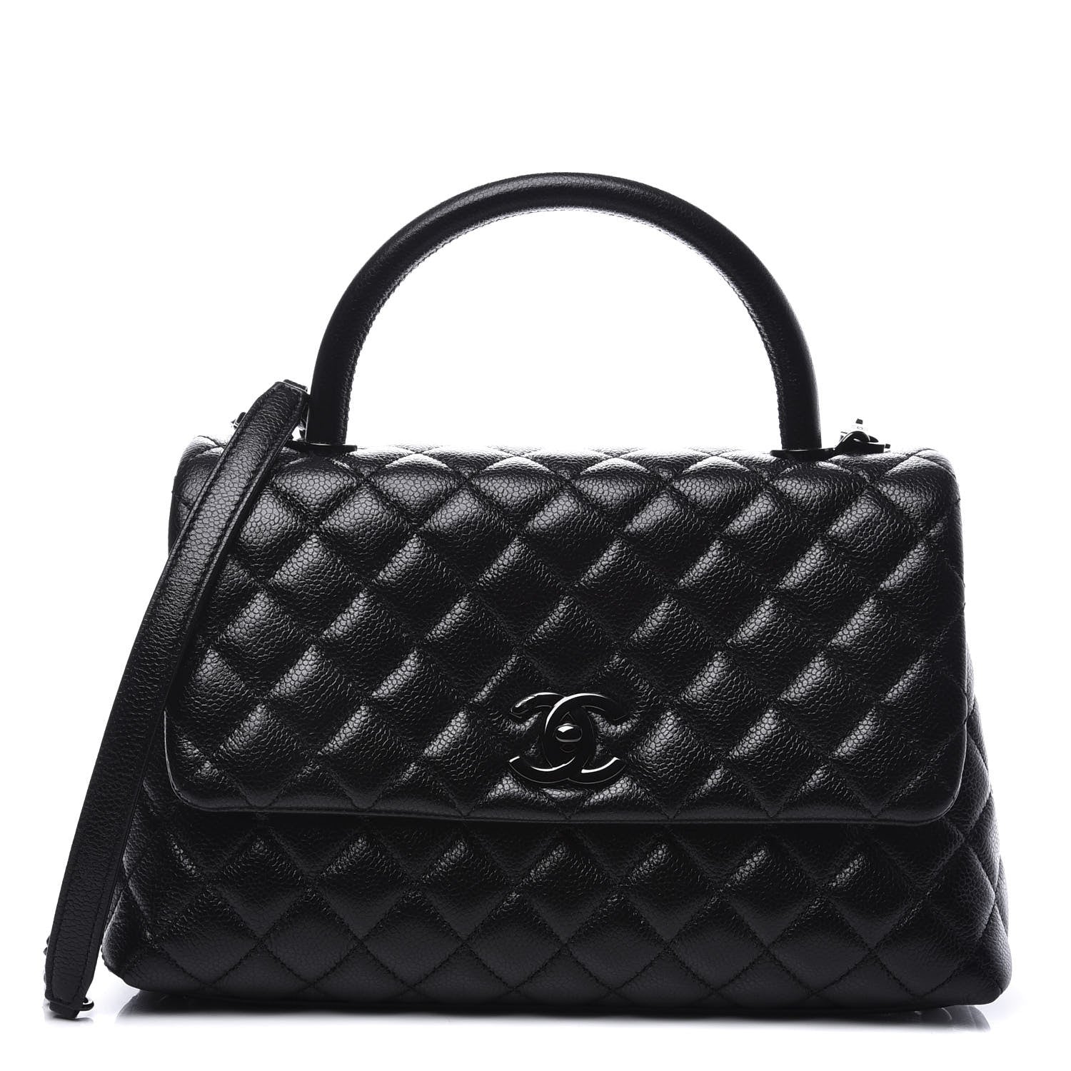 Chanel Caviar Quilted Small Coco Handle Flap So Black 1 of 10