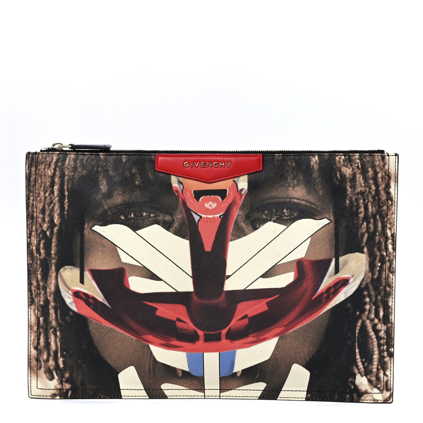 Coated Canvas Tribal Girl Print Large Antigona Pouch