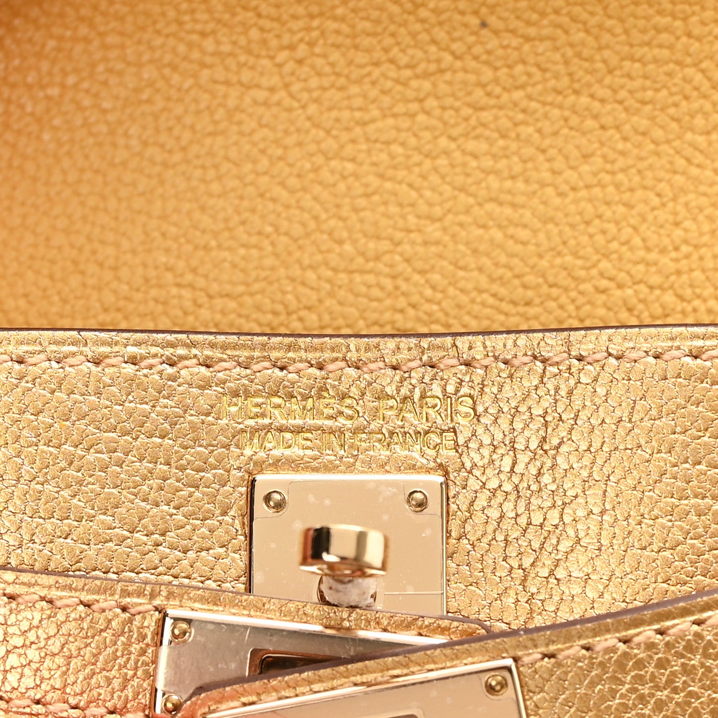 Metallic Chevre Chamkilight Festival Kelly Bag Charm Dore