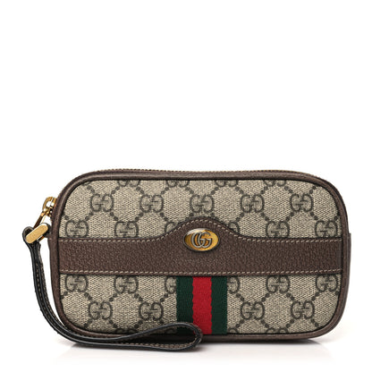 Gucci GG Supreme Monogram Ophidia Phone Case Wristlet Brown 1 of 8