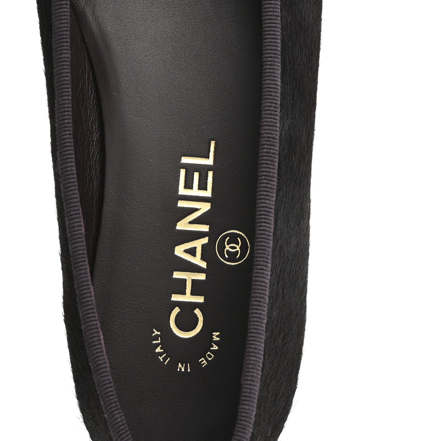 Chanel Pony Hair Cap Toe CC Ballerina Flats 38 Dark Burgundy Black 7 of 10