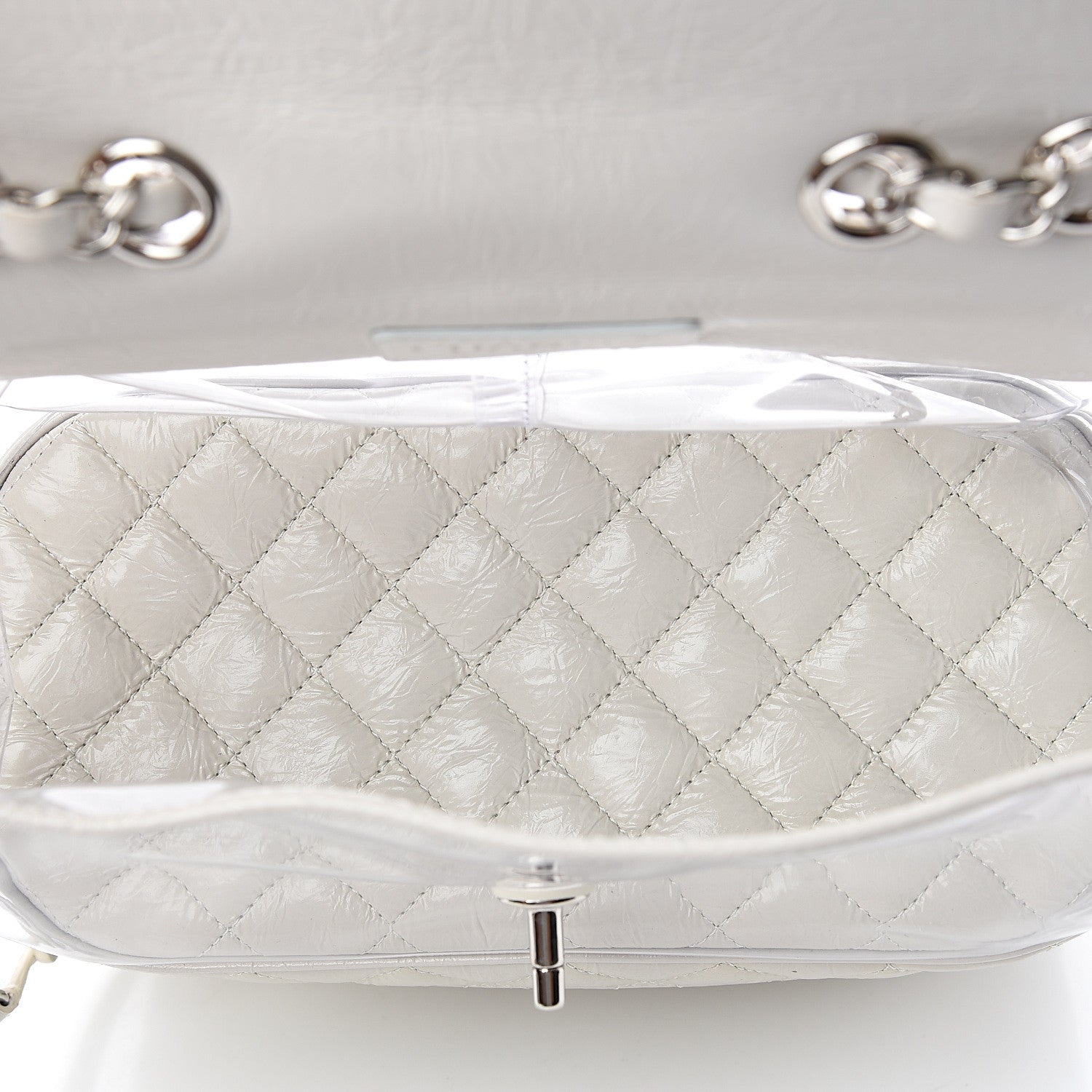 Chanel Crumpled Calfskin PVC Quilted Backpack White 4 of 12
