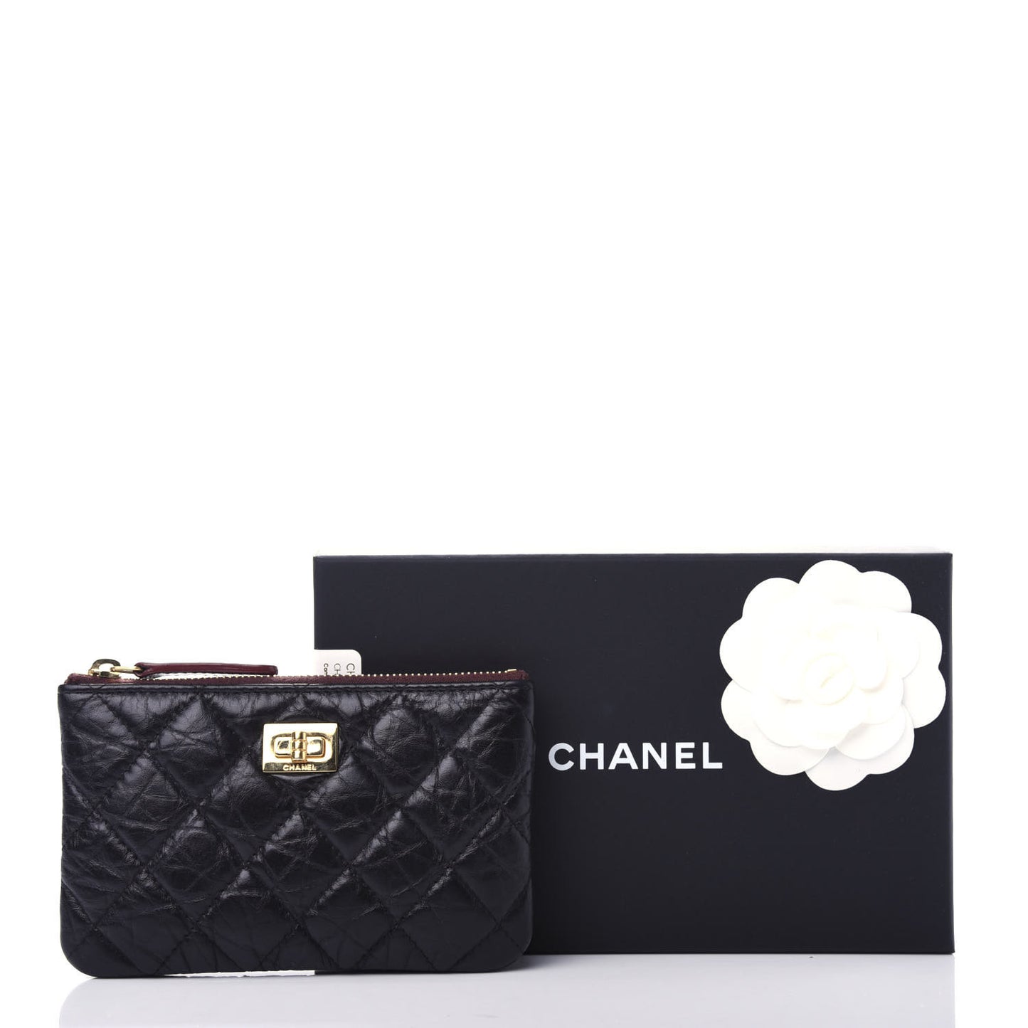 Aged Calfskin Quilted Small Reissue Cosmetic Case Black