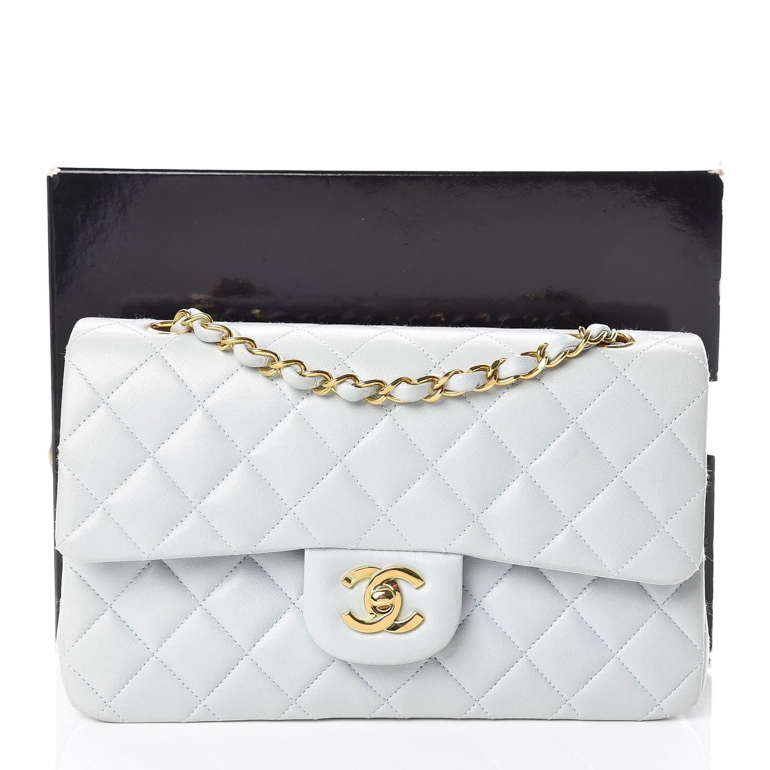 Chanel Lambskin Quilted Small Double Flap Light Blue 22 of 22