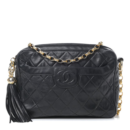 Chanel Lambskin Quilted CC Tassel Camera Case Black 1 of 14