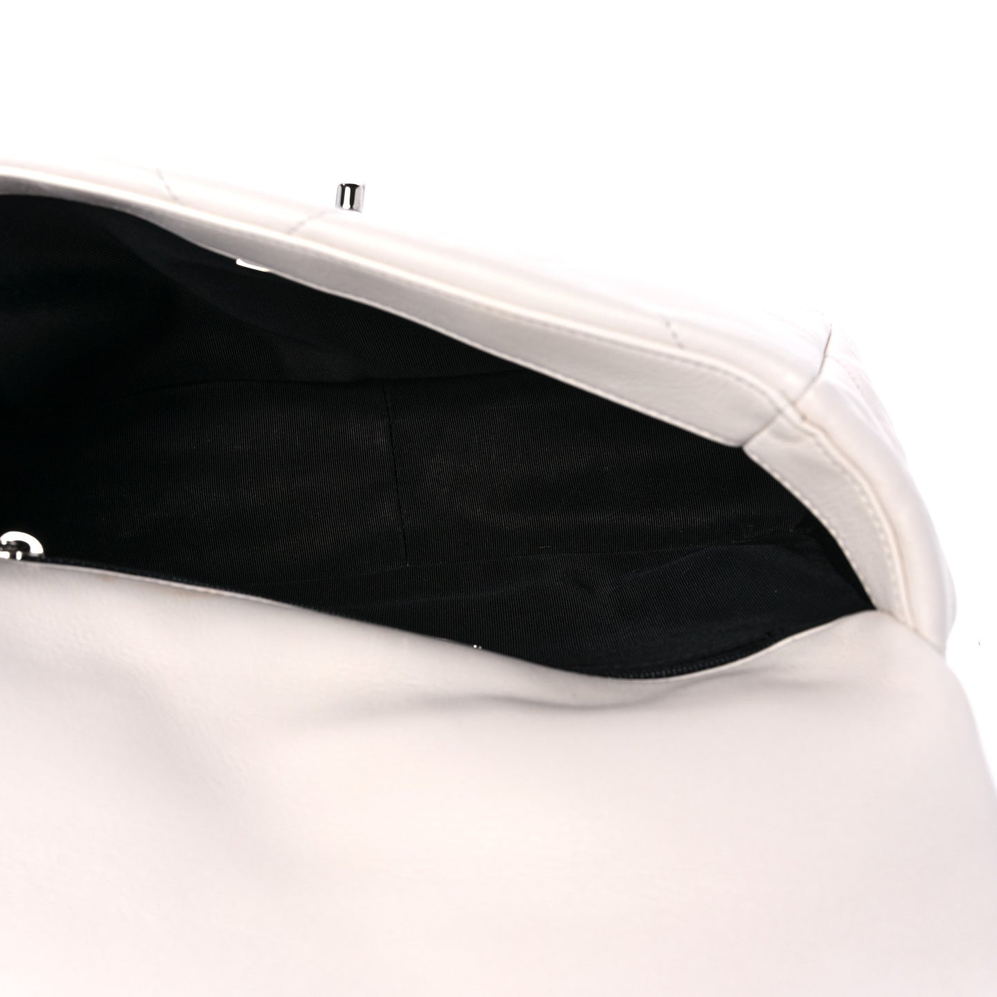 Glossy Calfskin Quilted Medium Chanel 19 Flap White Black