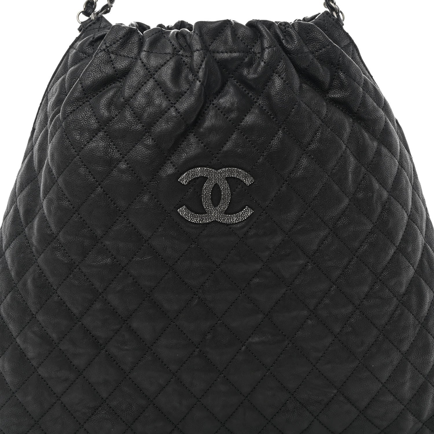 Chanel Distressed Glazed Caviar Quilted Large Elastic Tote Black 8 of 10