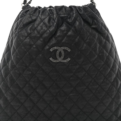 Chanel Distressed Glazed Caviar Quilted Large Elastic Tote Black 8 of 10
