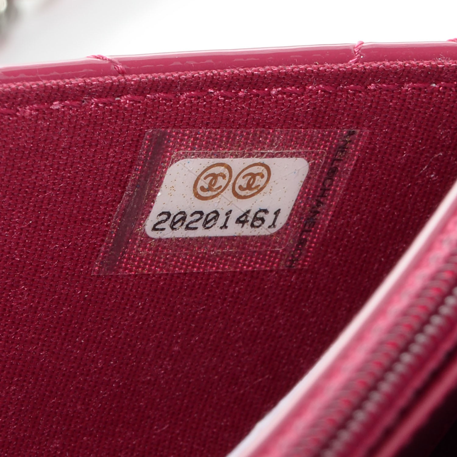 Chanel Patent Quilted Brilliant Wallet On Chain WOC Dark Pink 8 of 8