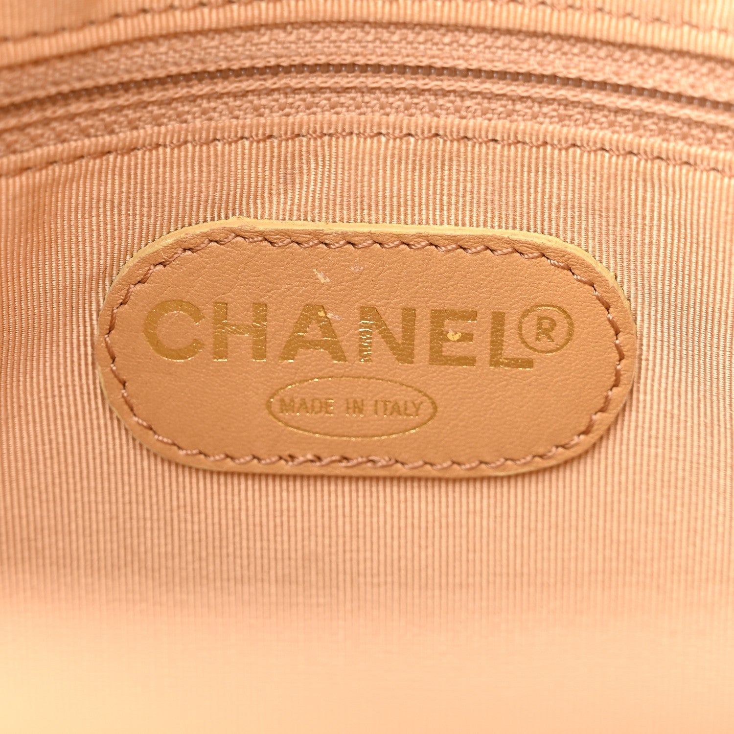 Chanel Calfskin Embossed CC Shoulder Bag Beige 6 of 11