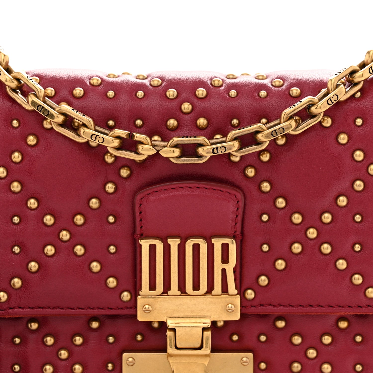 Christian Dior Lambskin Cannage Studded Small Dioraddict Flap Bag Red 8 of 11