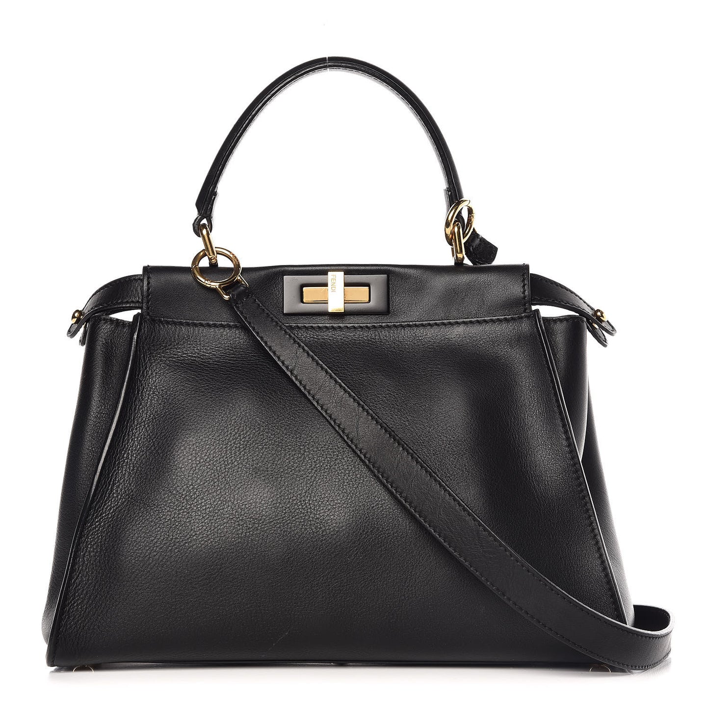 Vitello Seta Shiny Nappa Medium Peekaboo Iconic Satchel Black