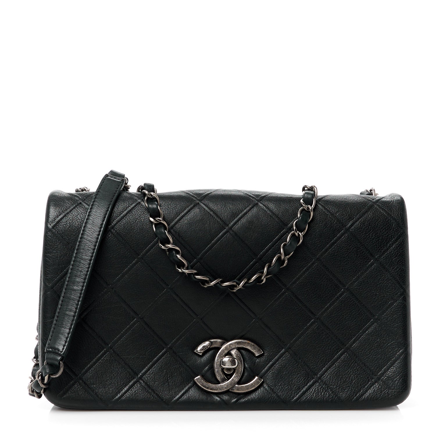 Chanel Calfskin Diamond Embossed New Chic Flap Black 1 of 12