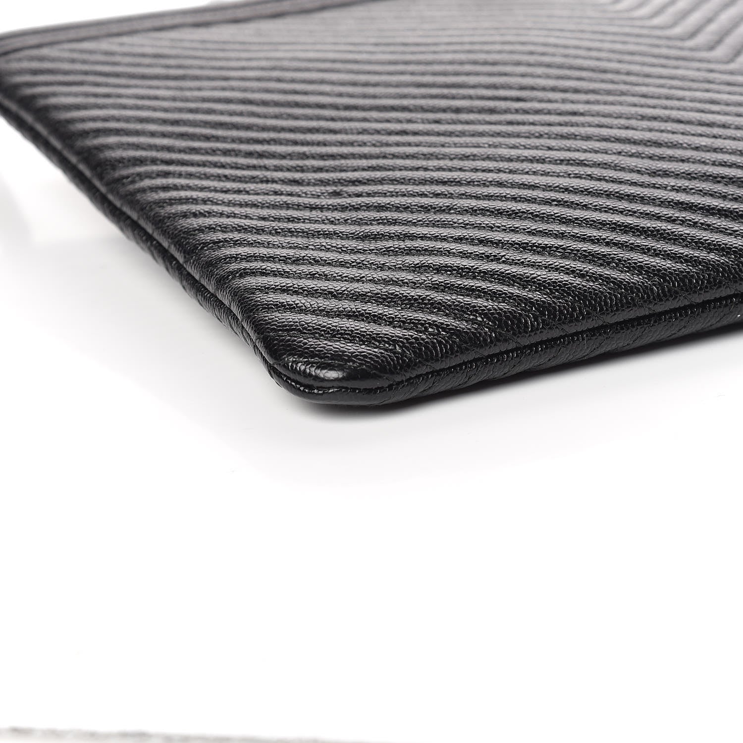 Chanel Caviar Chevron Quilted Large Boy Cosmetic Case Black 5 of 9