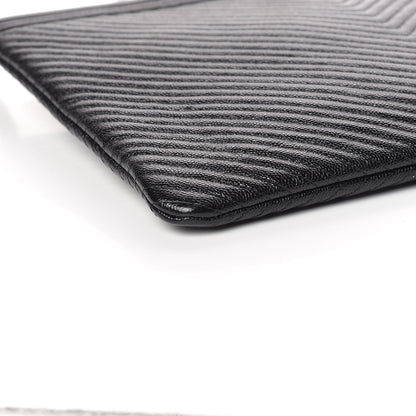 Chanel Caviar Chevron Quilted Large Boy Cosmetic Case Black 5 of 9