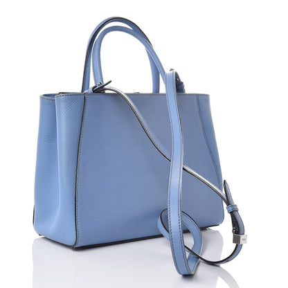 Fendi Vitello Elite Flamingo Petite 2Jours Tote Azzurro Nebula 3 of 15