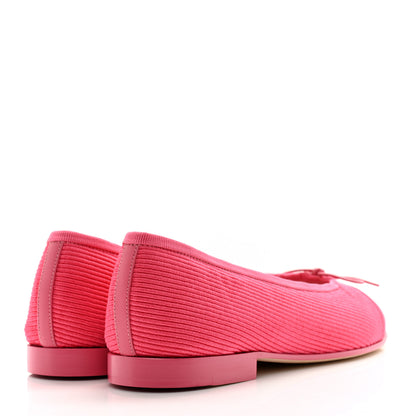 Chanel Embroidered Fabric Cap Toe CC Ballerina Flats 37.5 Dark Pink 4 of 11